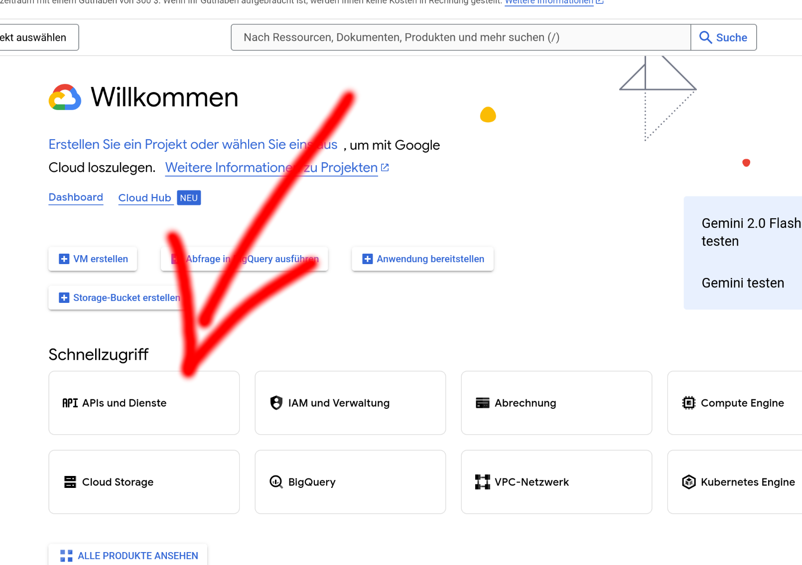 Google Cloud Console öffnen