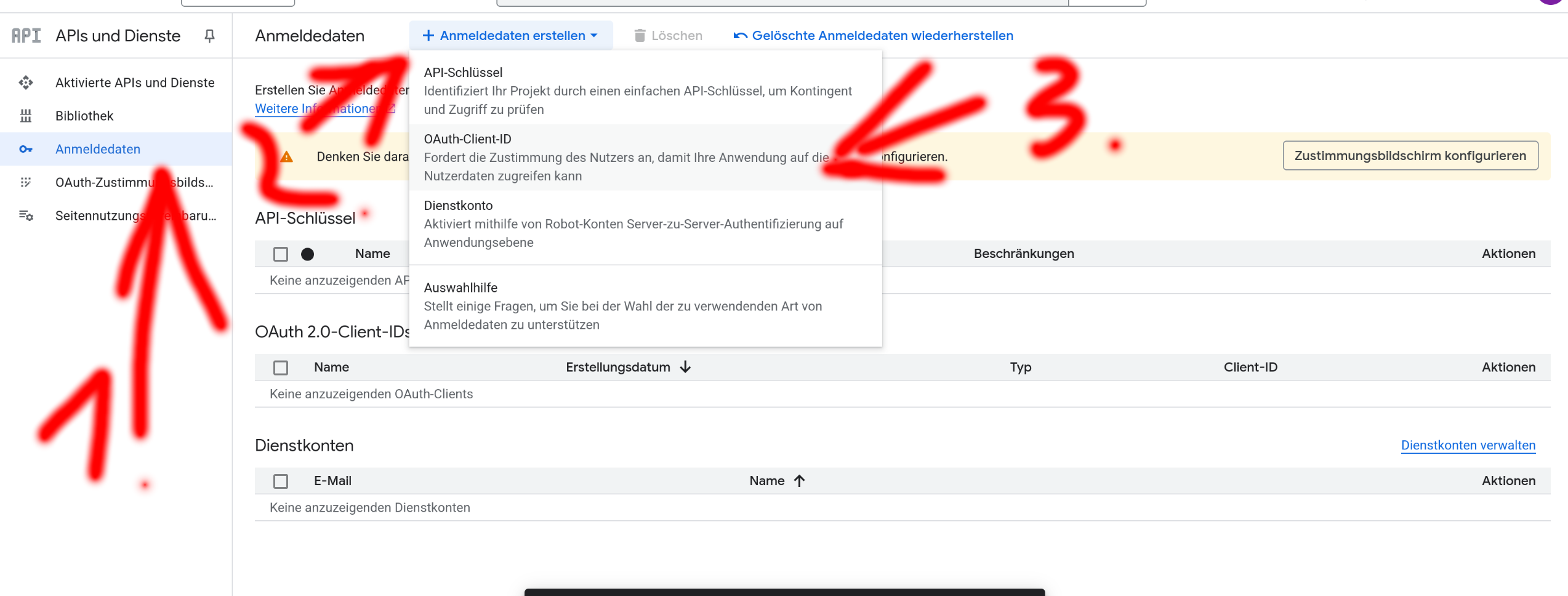 APIs & Dienste aktivieren